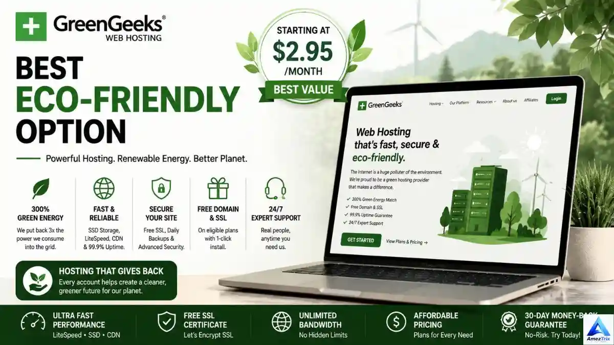 Cheapest Web Hosting Plans - GreenGeeks eco-friendly web hosting plan overview