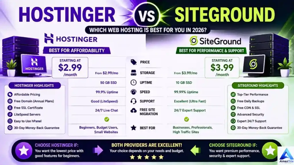 Hostinger vs SiteGround