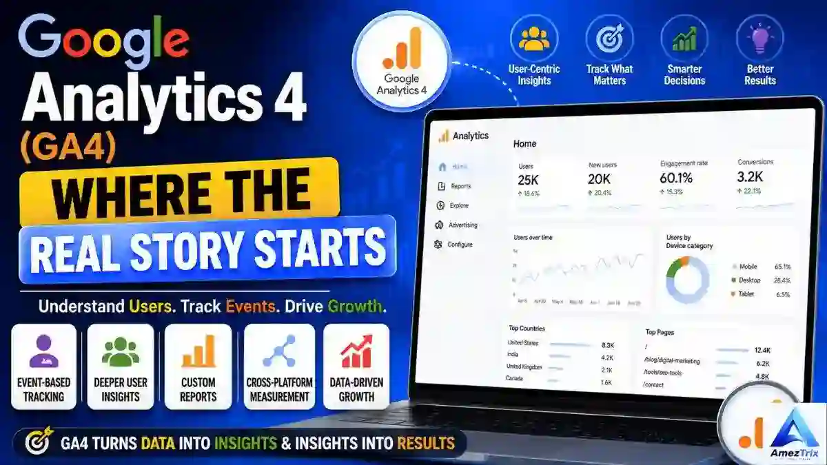 Google Analytics 4 dashboard for tracking marketing performance