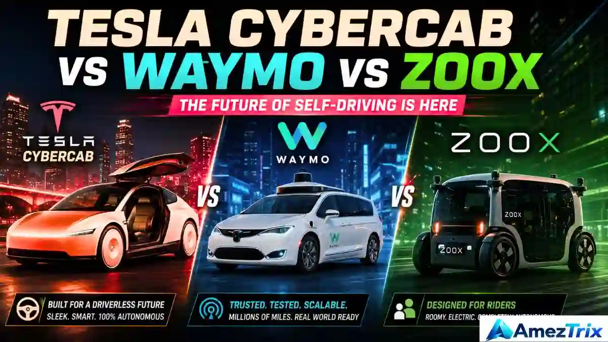 Tesla Cybercab compared with Waymo and Zoox robotaxis